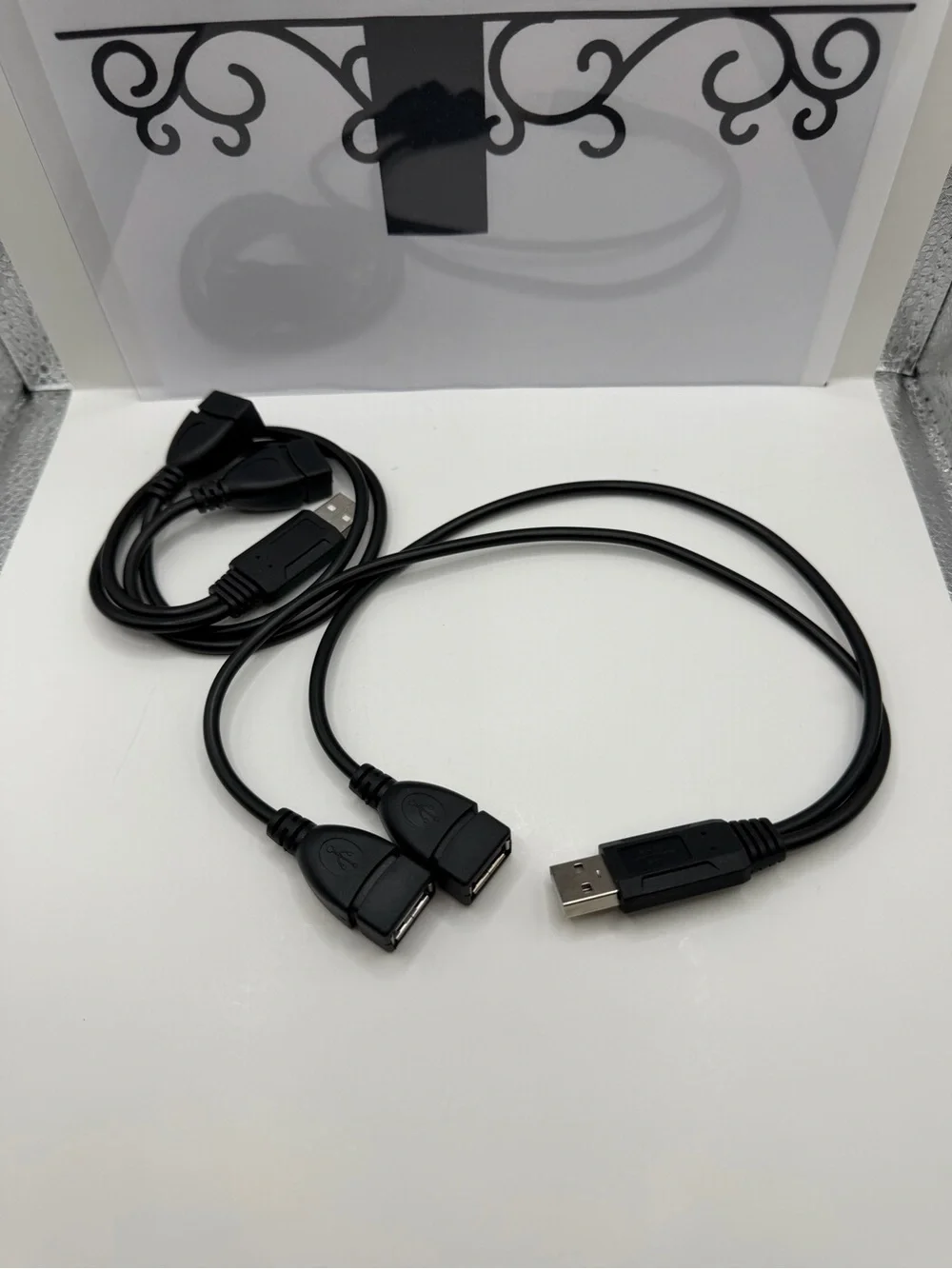 USB A Male to Dual USB A Female Y Splitter Cable - Black